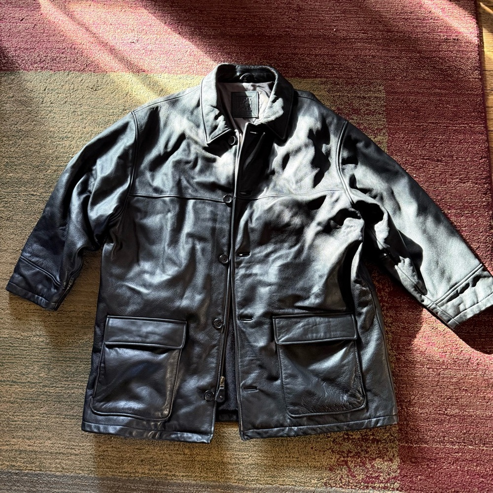 Men's Classic Field Gear Black Leather Jacket size Large